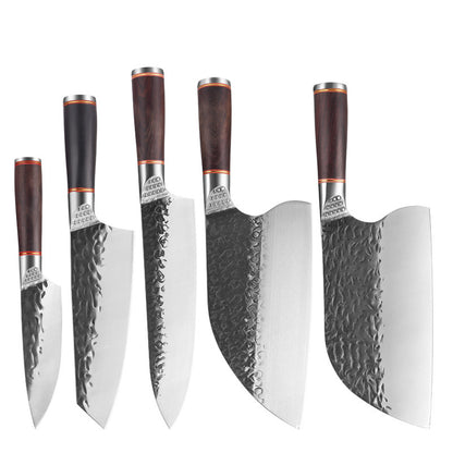 Forged Hammer Pattern Stainless Steel Kitchen Knife Set – Chef, Chopper & Slicing Knives