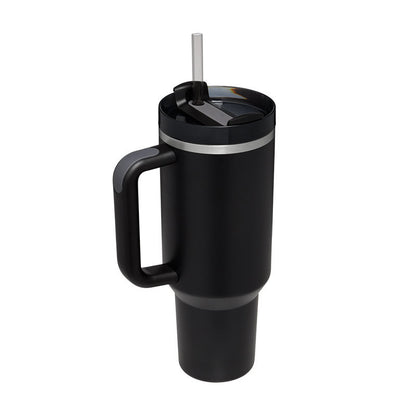 40 Oz Insulated Tumbler with Handle & Straw – Stainless Steel Vacuum Cup
