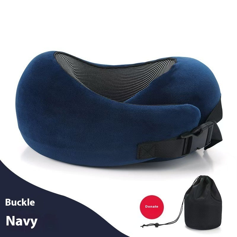 U-Shape Memory Foam Travel Neck Pillow – Adjustable Support for Airplane, Car & Office