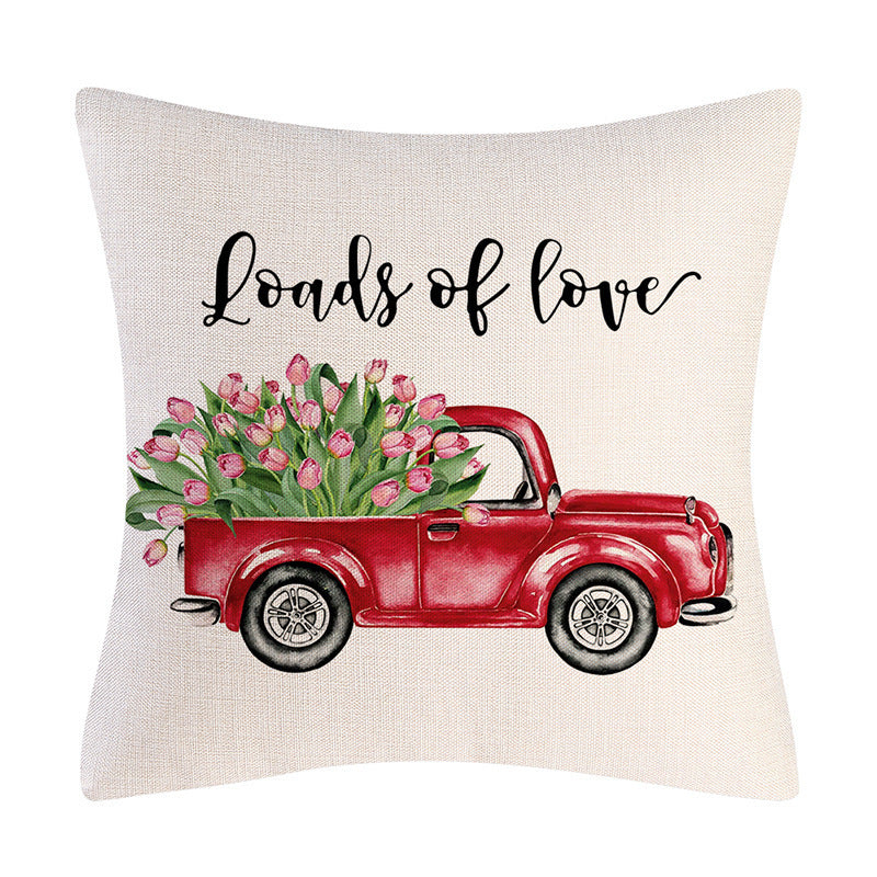 Valentine's Day Linen Pillowcase – Romantic Holiday Gift Cushion Cover for Sofa & Bedroom