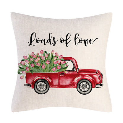 Valentine's Day Linen Pillowcase – Romantic Holiday Gift Cushion Cover for Sofa & Bedroom
