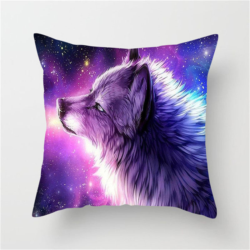3D Fluorescent Wolf Polyester Pillowcase – Home Decoration Cushion Cover (No Pillow Core)