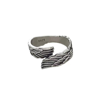 Love Couple Angel Wings Silver Ring – Romantic Jewelry for Women