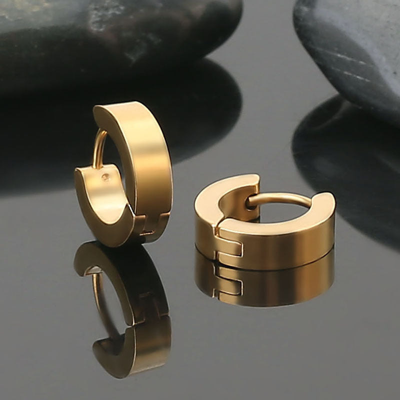 Simple Stainless Steel Hoop Earrings – Electroplated 4×9mm Jewelry for Women