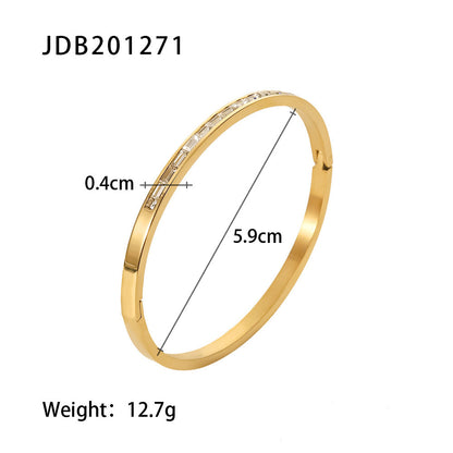 Gold-Plated Stainless Steel Bracelet with Zirconia – Trendy Women’s Jewelry