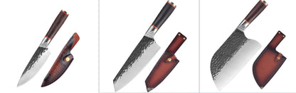 Forged Hammer Pattern Stainless Steel Kitchen Knife Set – Chef, Chopper & Slicing Knives