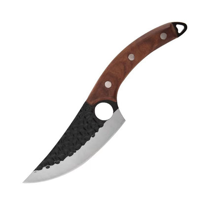 Stainless Steel Hand Hammered Boning Knife – Household Kitchen Knife with Wood Handle