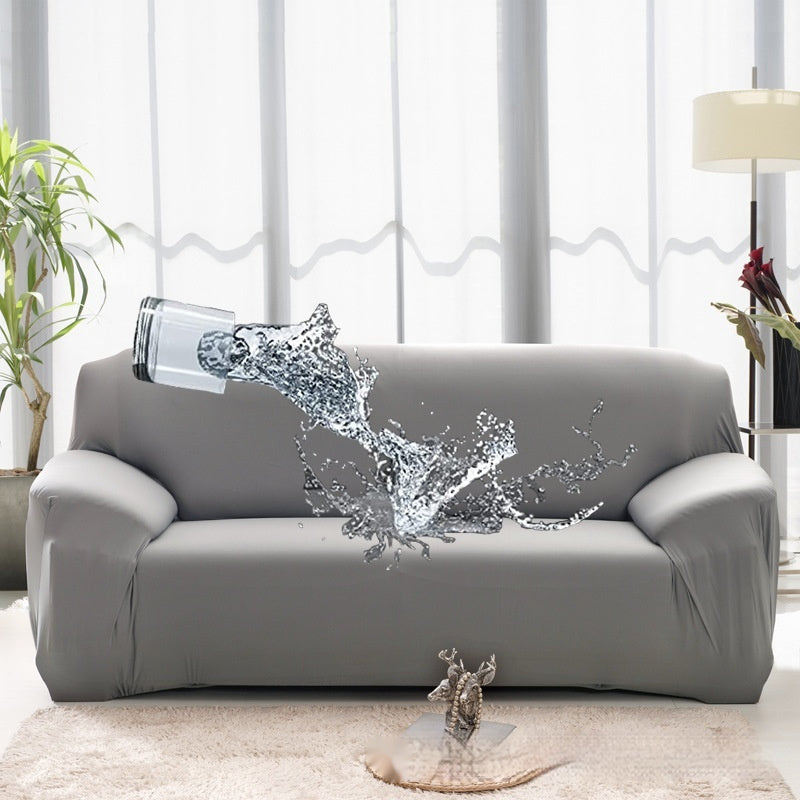 Solid Color Elastic Waterproof Sofa Cover – All-Inclusive Milk Silk Stretch Slipcover