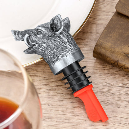 Wild Boar Head Wine Pourer & Bottle Stopper – Vacuum Sealing Wine Spout for Cocktails & Whiskey