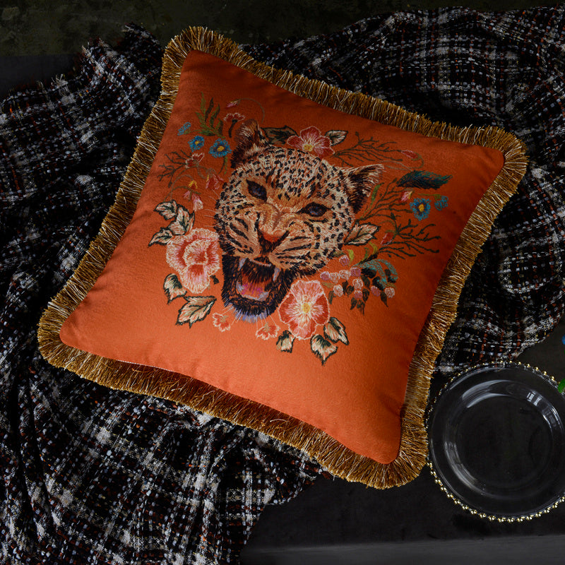Retro Tassel Sofa Cushion Pillow 45x45cm – European Style Nature Print Backrest Pillow with Thick Rope or Tassel | 9 Designs