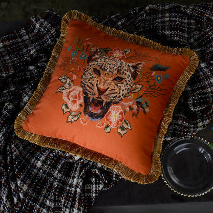 Retro Tassel Sofa Cushion Pillow 45x45cm – European Style Nature Print Backrest Pillow with Thick Rope or Tassel | 9 Designs