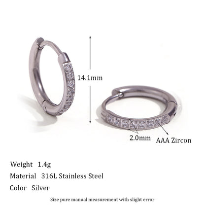 Titanium Steel Zircon Hoop Earrings – Geometric Gold & Steel Jewelry for Women