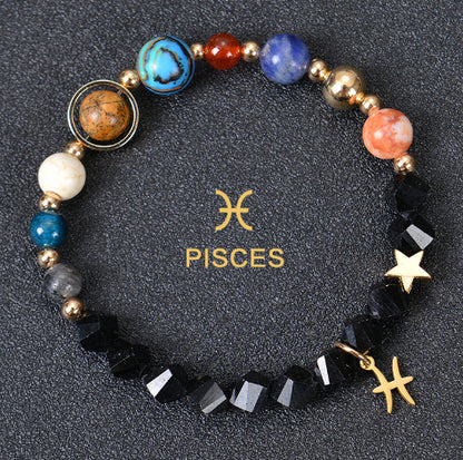 Eight Planets Zodiac Bracelet – Frosted Natural Stone Beads for All 12 Signs