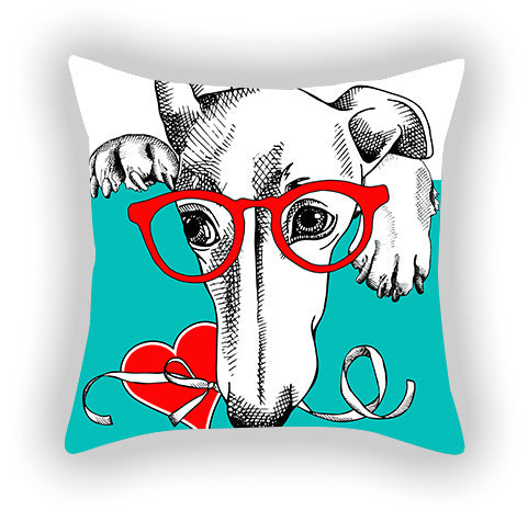 Blue Series Pet Dog Print Pillow Cover – Sofa, Balcony & Car Cushion Case for Dog Lovers