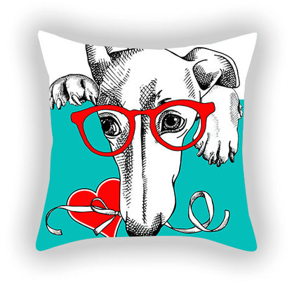 Blue Series Pet Dog Print Pillow Cover – Sofa, Balcony & Car Cushion Case for Dog Lovers
