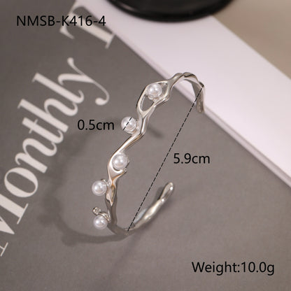 18K Gold-Plated Stainless Steel Opening Bracelet – Geometric INS Fashion Jewelry for Women