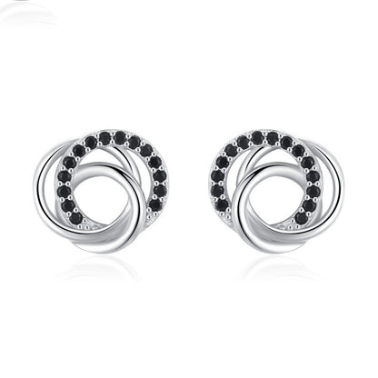 Hollow Multi-Circle Zircon Earrings – Elegant Natural Style Copper Jewelry for Women
