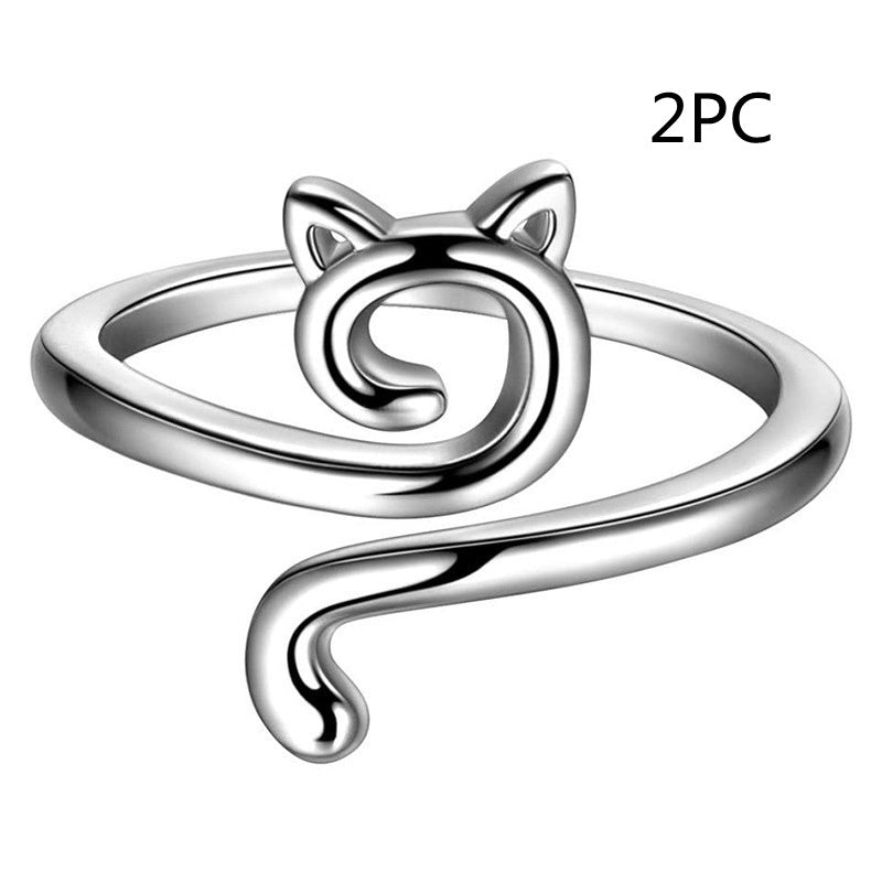 Adjustable Cat Knitted Ring – Cute Animal Jewelry for Women