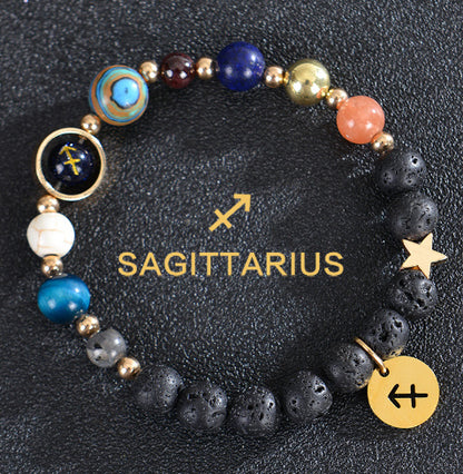 Eight Planets Zodiac Bracelet – Frosted Natural Stone Beads for All 12 Signs
