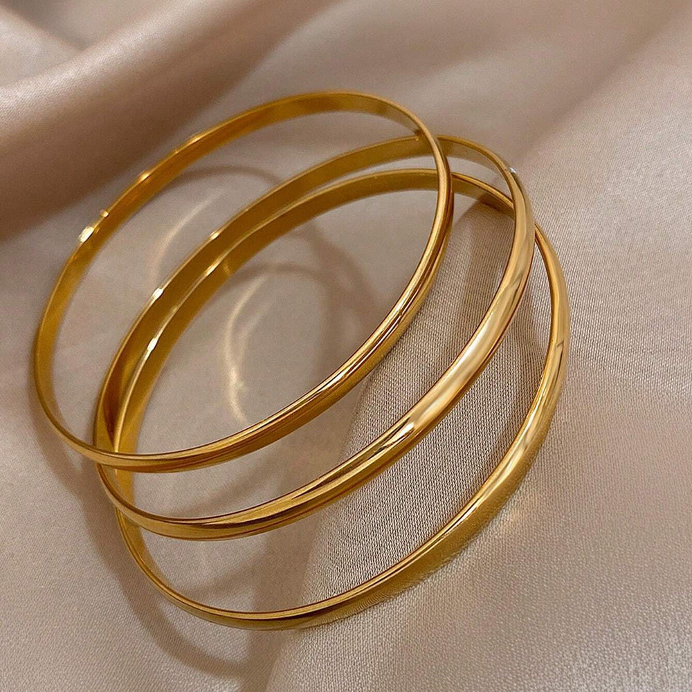 18K Gold-Plated Copper Circle Bracelet – Minimalist Elegant Jewelry for Women