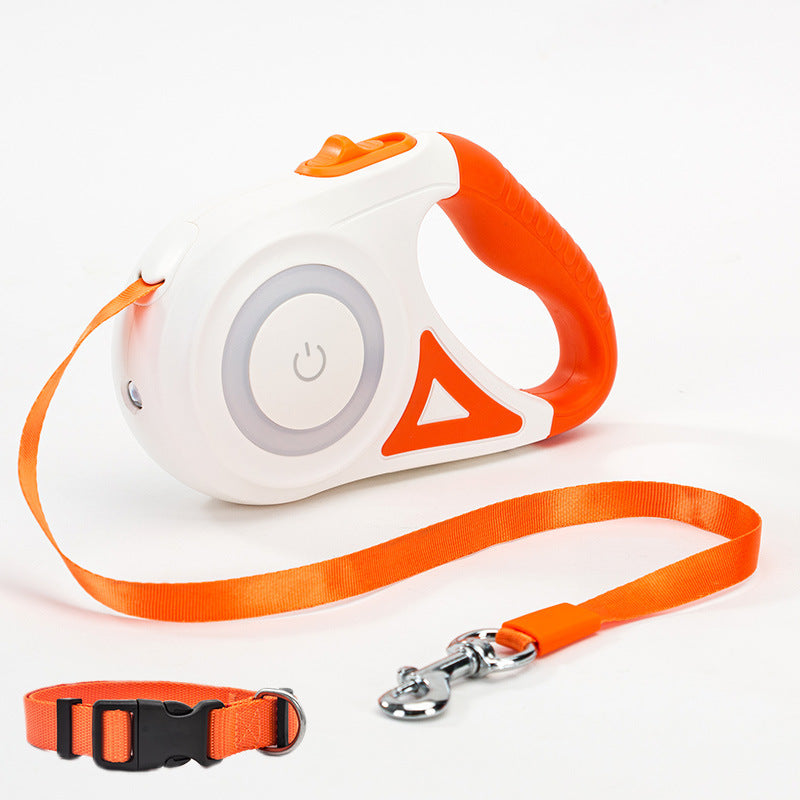Retractable Dog Leash with Collar – One-Button Brake for Small & Medium Dogs