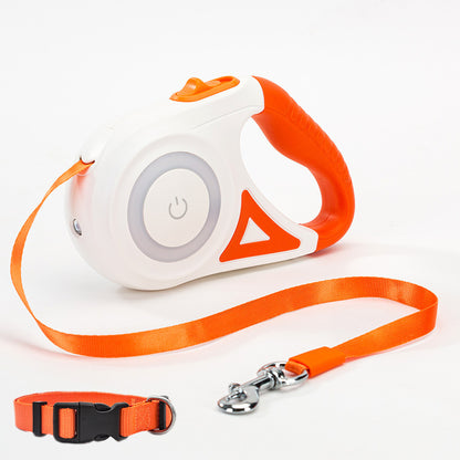 Retractable Dog Leash with Collar – One-Button Brake for Small & Medium Dogs