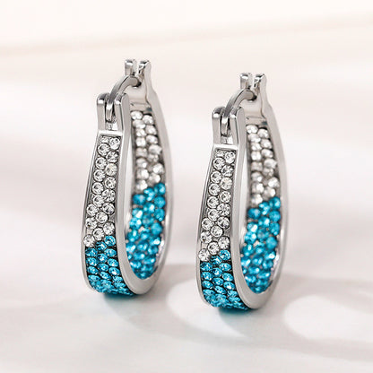 Colorful Diamond Ear Clip Earrings – Affordable Luxury Alloy Jewelry for Women