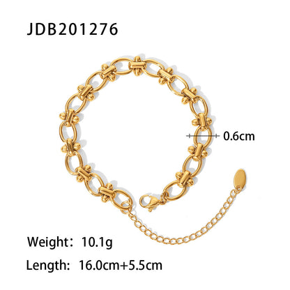 Gold-Plated Stainless Steel Bracelet with Zirconia – Trendy Women’s Jewelry