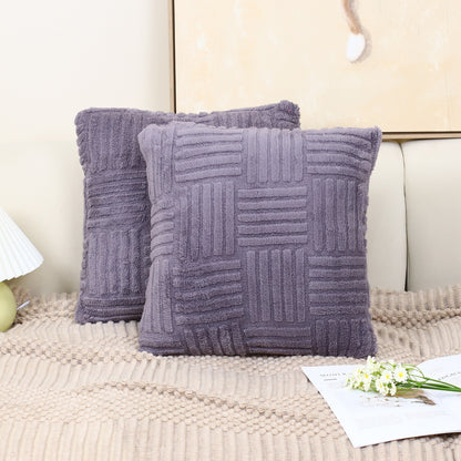 Woven Plush Pillowcase – Soft Textured Cushion Cover for Sofa & Bedroom Decor