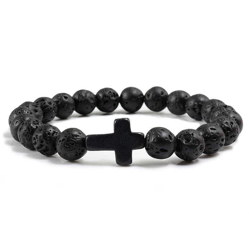 Turquoise Cross Bead Bracelet – Colorful Natural Stone Jewelry for Men & Women