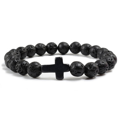 Turquoise Cross Bead Bracelet – Colorful Natural Stone Jewelry for Men & Women