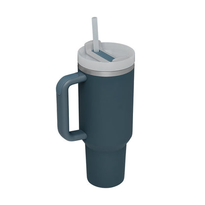 40 Oz Insulated Tumbler with Handle & Straw – Stainless Steel Vacuum Cup