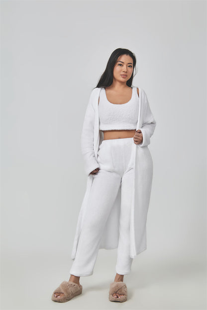 Cozy 3 Piece Pajama Lounge Set – Soft Fluffy Loungewear for Women