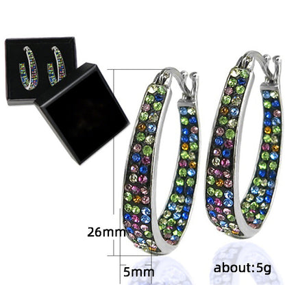 Colorful Diamond Ear Clip Earrings – Affordable Luxury Alloy Jewelry for Women