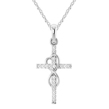 Cross Necklace with Diamond Pendant – Gold, Rose Gold & Silver