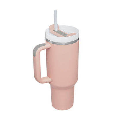 40 Oz Insulated Tumbler with Handle & Straw – Stainless Steel Vacuum Cup