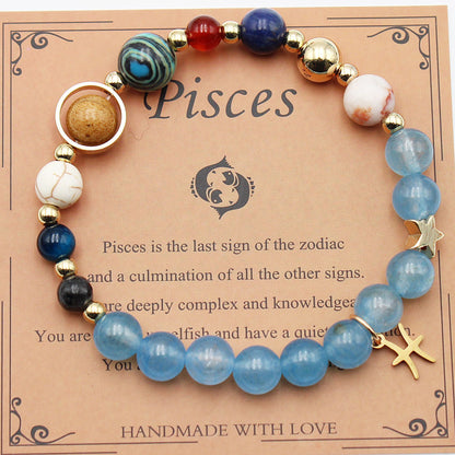 Zodiac Natural Stone Bracelet – Constellation Beaded Bracelet with Agate & Shoushan Stone