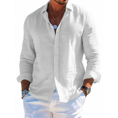 Men's Long Sleeve Casual Shirt – Loose Lapel Button-Up Plus Size