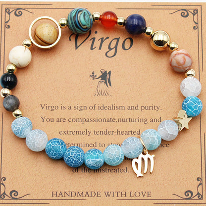 Zodiac Natural Stone Bracelet – Constellation Beaded Bracelet with Agate & Shoushan Stone