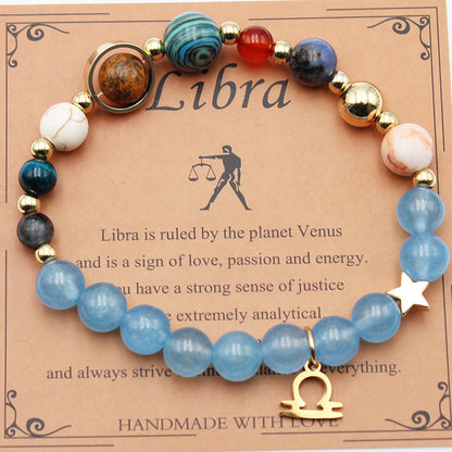 Zodiac Natural Stone Bracelet – Constellation Beaded Bracelet with Agate & Shoushan Stone