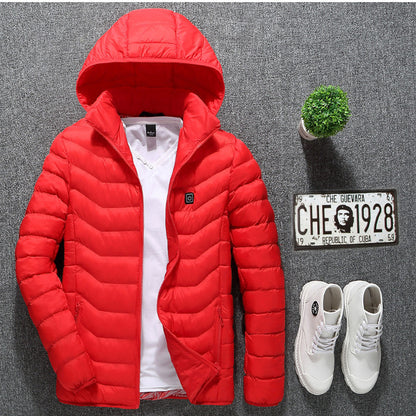 USB Electric Heated Jacket – Thermal Winter Coat with Removable Hood